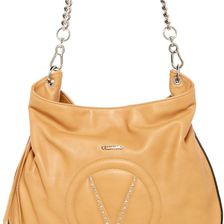 Valentino By Mario Valentino Penny Leather Shoulder Bag ALMOND