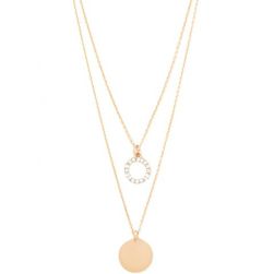 Bijuterii Femei Forever21 Circle Pendant Layered Necklace Goldclear