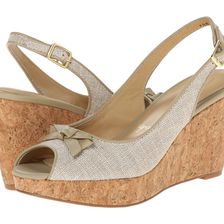 Trotters Allie Natural/Dark Natural Linen/Soft Nappa Leather