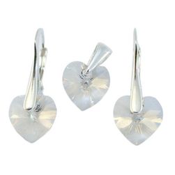 Set argint crystal clear 925, cu Swarovski Elements, Heart, 10 mm