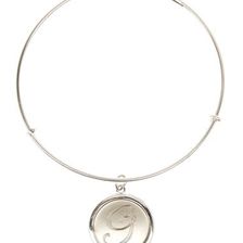 Bijuterii Femei Alex and Ani Sterling Silver Initial G Charm Wire Bangle RUSSIAN SILVER