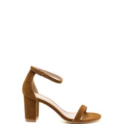 Incaltaminte Femei CheapChic Weekend Outing Faux Suede Chunky Heels Chestnut