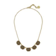 Vince Camuto Multi Stone Necklace Worn Gold/Milky Grey/Light Peach Pave