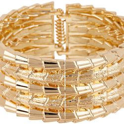 Natasha Accessories Textured Track Hinged Bracelet GOLD