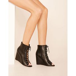 Incaltaminte Femei Forever21 Lace-Up Wedge Sandals Black