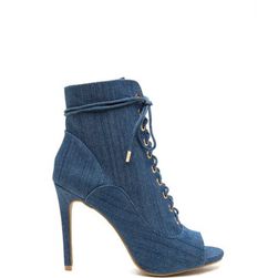 Incaltaminte Femei CheapChic Cool And In Control Denim Booties Blue