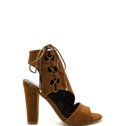Incaltaminte Femei CheapChic Strong Angles Faux Suede Chunky Heels Mocha