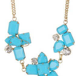 Natasha Accessories Triple Cluster Statement Necklace BLUE