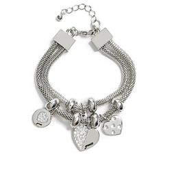 Bijuterii Femei GUESS Silver-Tone Mesh Charm Bracelet silver