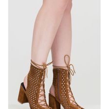 Incaltaminte Femei CheapChic Holey One Perforated Faux Suede Booties Mocha