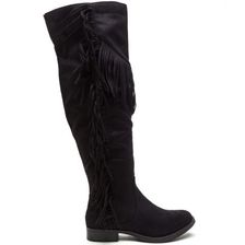 Incaltaminte Femei CheapChic Fringe Fan Faux Suede Boots Black