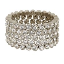 Bijuterii Femei Natasha Accessories Wide Crystal Stretch Bracelet SILVER