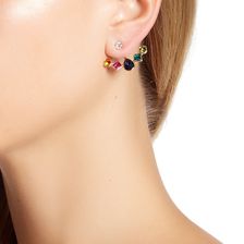 14th & Union Rainbow Stone Ear Jacket Earrings PINK MULTI-GOLD