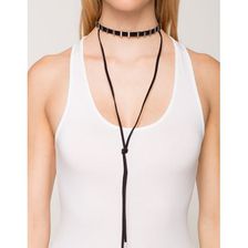 Bijuterii Femei CheapChic Metal Bar Accent Faux Leather Wrap Choker Black Prt