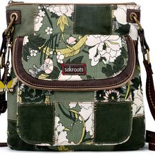 Sakroots Artist Circle Flap Crossbody Olive Flower Power