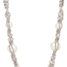 Givenchy Simulated Pearl Chainlink Strand Necklace SILVER