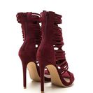 Incaltaminte Femei CheapChic All Strapped Up Velvet Caged Heels Burgundy