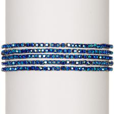 Free Press Crystal Stretch Bracelet - Set of 6 BLUE MULTI-HEM