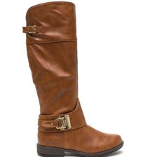 Incaltaminte Femei CheapChic Harnessed In Faux Suede Riding Boots Chestnut
