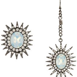 Free Press Sunburst Mismatched Linear Earring Set AB-CLEAR-HEMATITE