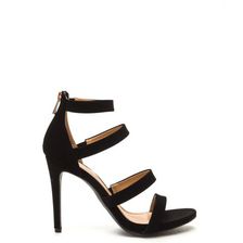 Incaltaminte Femei CheapChic Level Up Faux Nubuck Strappy Heels Black
