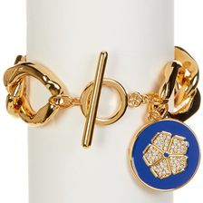 Trina Turk Floret Charm Bracelet GOLD PL-DK BLUE