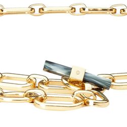 Michael Kors Oval Chain Link Belt with Resin Toggle Closure Gold