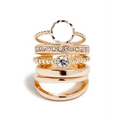 Bijuterii Femei GUESS Gold-Tone Dainty Ring Set gold