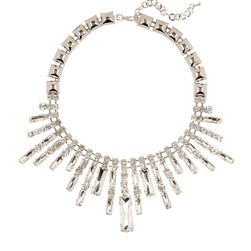 Natasha Accessories Crystal Bar Necklace SILVER