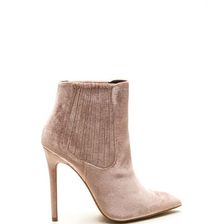 Incaltaminte Femei CheapChic Sleek Attack Pointy Velvet Booties Nude