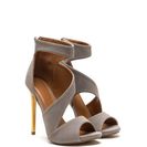 Incaltaminte Femei CheapChic Sneak A Peek Cut-out Faux Suede Heels Grey