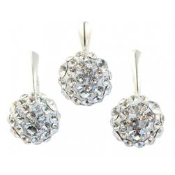 Set argint 925, cu Swarovski Elements, Chaton Ball, Crystal Clear