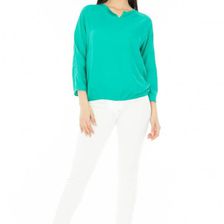Bluza femei, verde, cu maneca 3/4, Roh