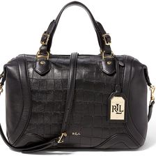 Ralph Lauren Medium Santana Leather Satchel Black