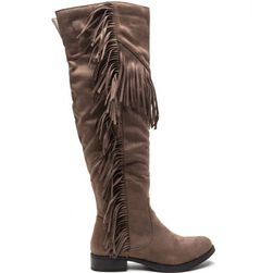 Incaltaminte Femei CheapChic Fringe Fan Faux Suede Boots Dktaupe