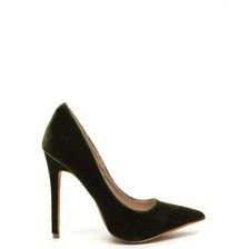 Incaltaminte Femei CheapChic Velvet Sophisticate Pointy Pumps Olive