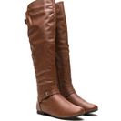 Incaltaminte Femei CheapChic Ride On Faux Leather Buckled Boots Chestnut