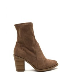 Incaltaminte Femei CheapChic Save The Day Faux Suede Chunky Booties Taupe