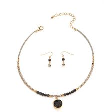 Bijuterii Femei CheapChic Carved In Stone Beaded Choker Set Greymulti