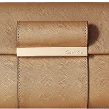 Calvin Klein Evening Saffiano Leather Clutch Gold