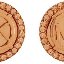 Michael Kors Monogram Pave Logo Rose Gold Tone Earrings MKJ2942791 N/A