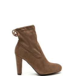 Incaltaminte Femei CheapChic Key To Success Tied Chunky Booties Taupe