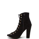 Incaltaminte Femei CheapChic Step Out Faux Suede Lace-up Chunky Heels Black