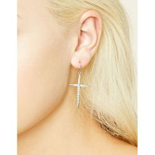 Bijuterii Femei Forever21 Cross Drop Earrings Silverclear