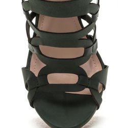 Incaltaminte Femei CheapChic Confidence Boost Faux Nubuck Caged Heels Olive