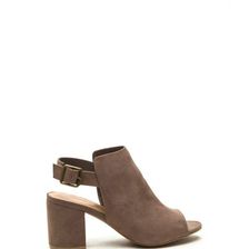 Incaltaminte Femei CheapChic All Smiles Faux Suede Chunky Heels Taupe