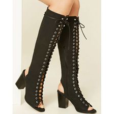 Incaltaminte Femei Forever21 Cutout Knee-High Boots Black