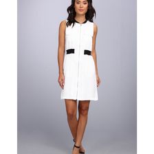 Calvin Klein Zip Front Dress w/ Pocket White