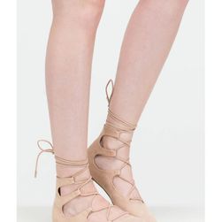 Incaltaminte Femei CheapChic Style Royale Faux Suede Lace-up Flats Nude