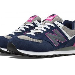 Incaltaminte Femei New Balance Womens Yacht Club 574 Classic Running Shoes Navy with Pink Shock Grey
